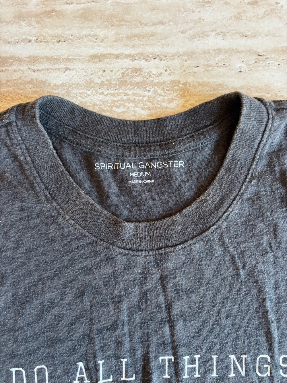 Spiritual Gangster Charcoal Muscle Tank with Pink Heart - Picture 4 of 5